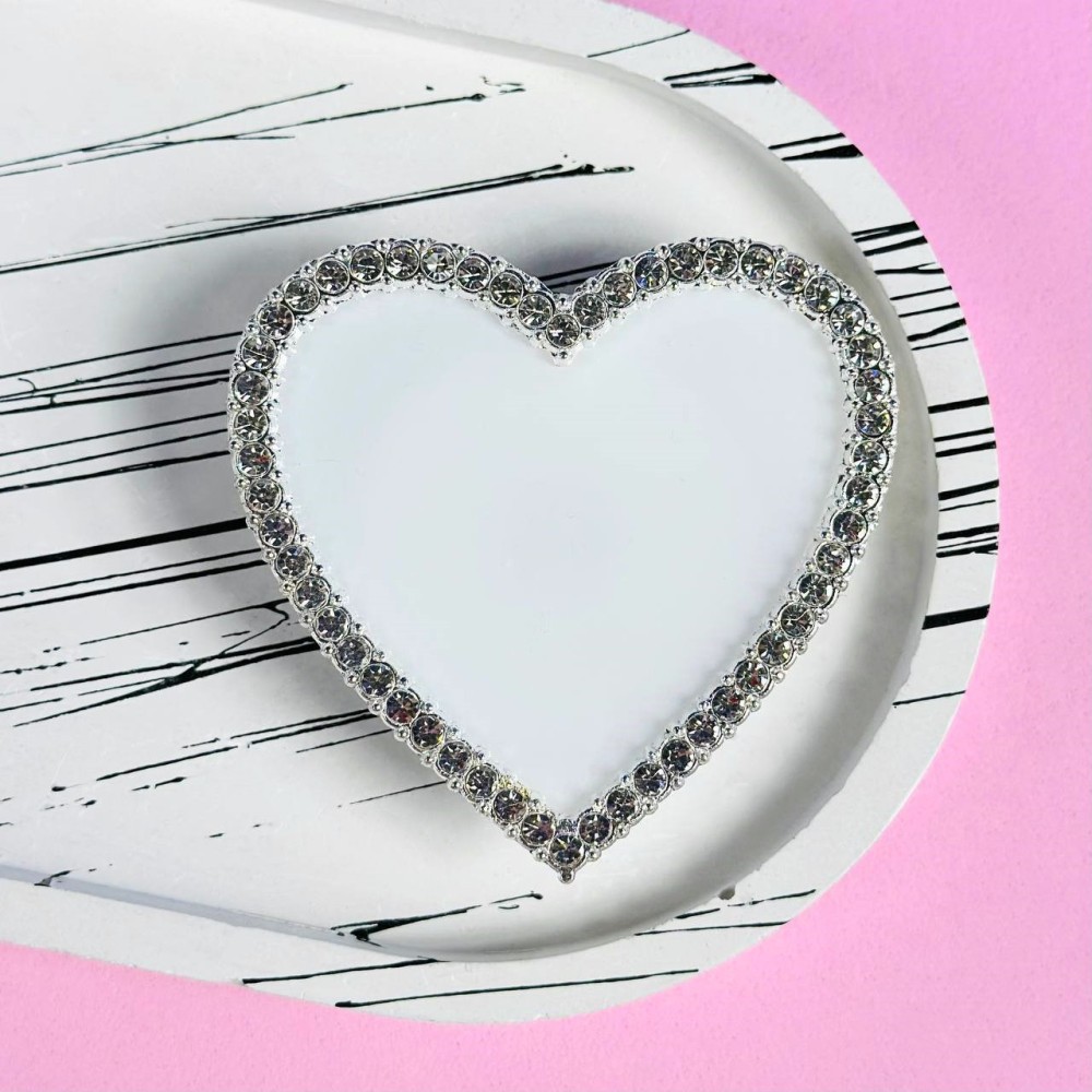 PopSocket Серце із кристалами (Білий)-0