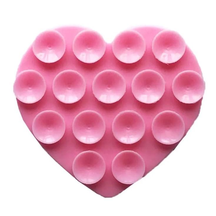 Тримач-присоска для мобільного телефону Double Side Silicone HEARTS (Рожевий)