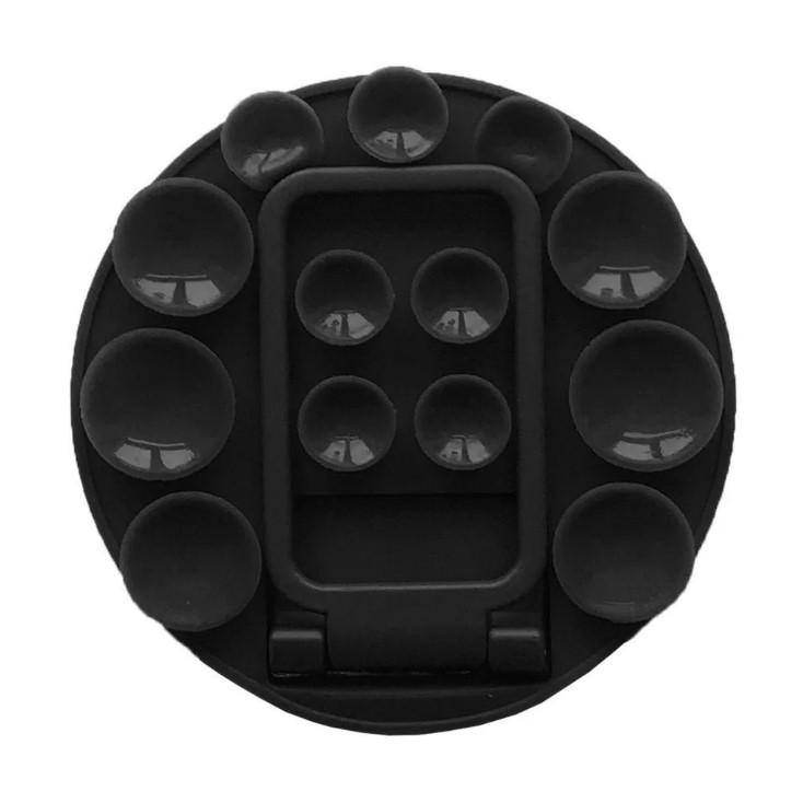 Тримач-присоска Ліппер для телефону НА СКОТЧІ круглий+підставка Black