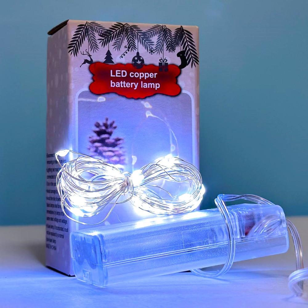 Світлодіодна гірлянда Xmas Крапля роси 30 Led 3m на мідному дроті Білий від батарейок+USB