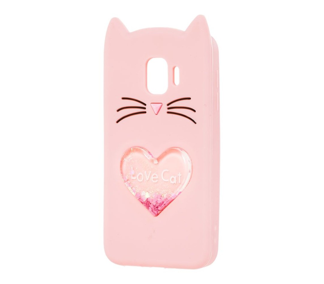 Накладка Cat 3D Heart для Samsung J4 (2018) рожева-0