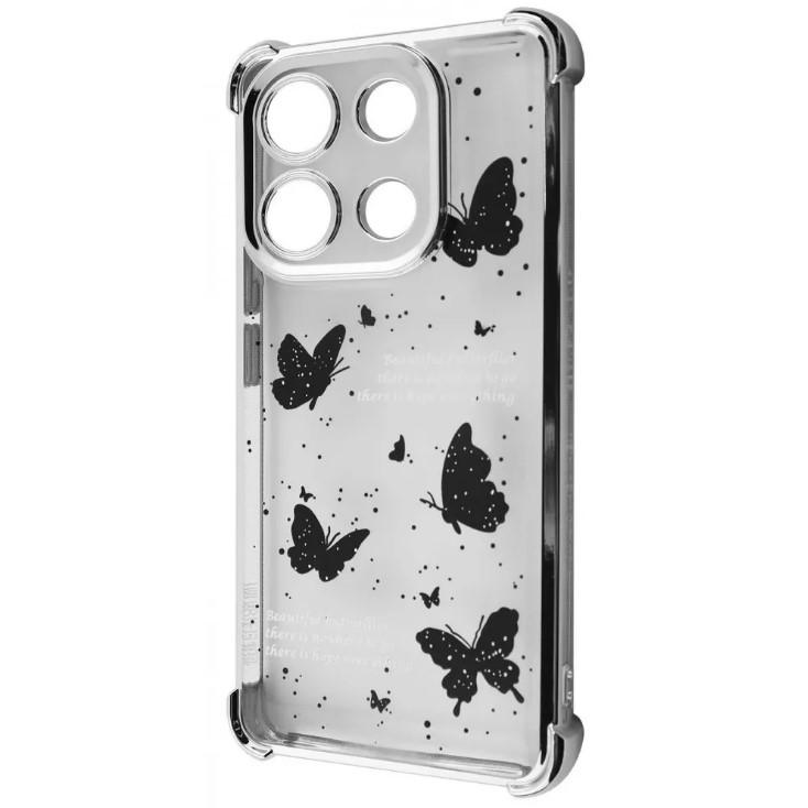 Чохол WAVE Winkie для Xiaomi Redmi Note 13 Pro 4G / Poco M6 Pro 4G / Redmi Note 14s silver/butterfly