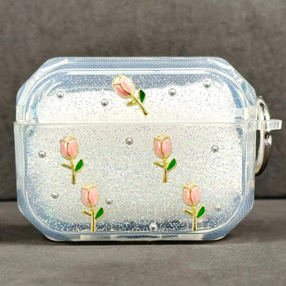 Чохол Silicone Case Shiny crystal Mix для Airpods Pro 2 (Квіти)